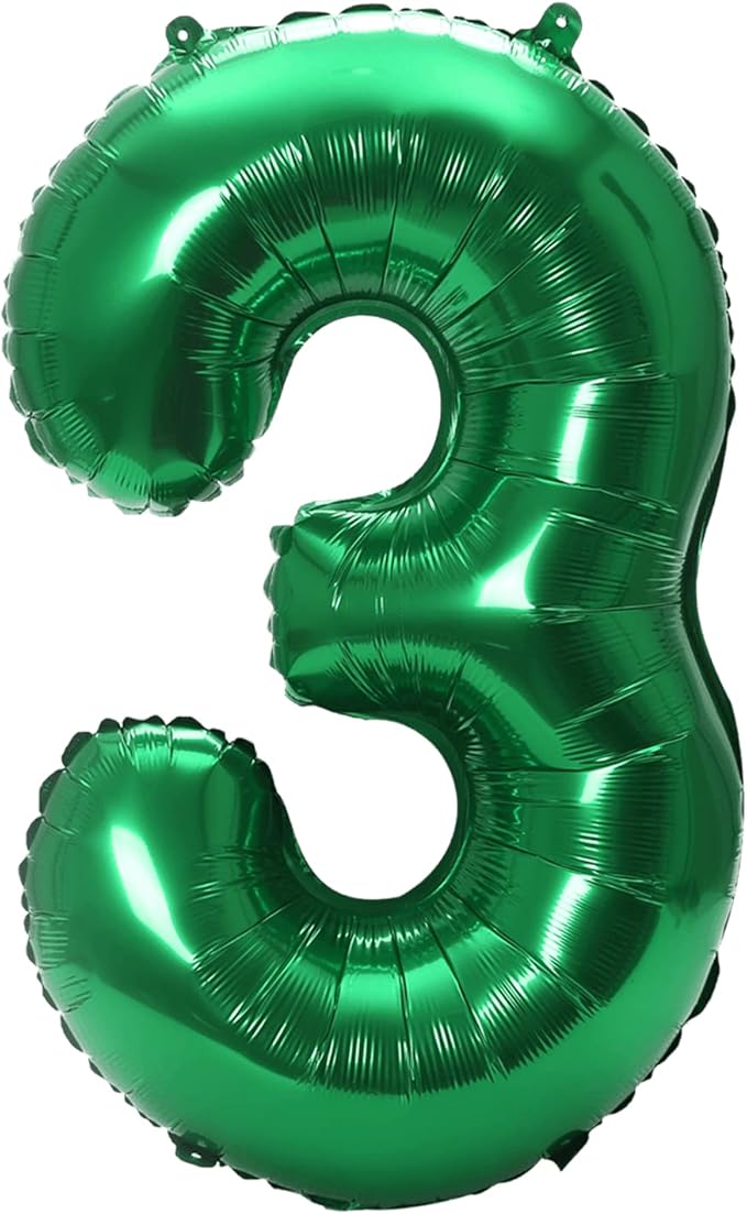 YPSelected 32 Inch Large Foil Helium Number Balloon Birthday Wedding Party 0-9 (Green, 3)