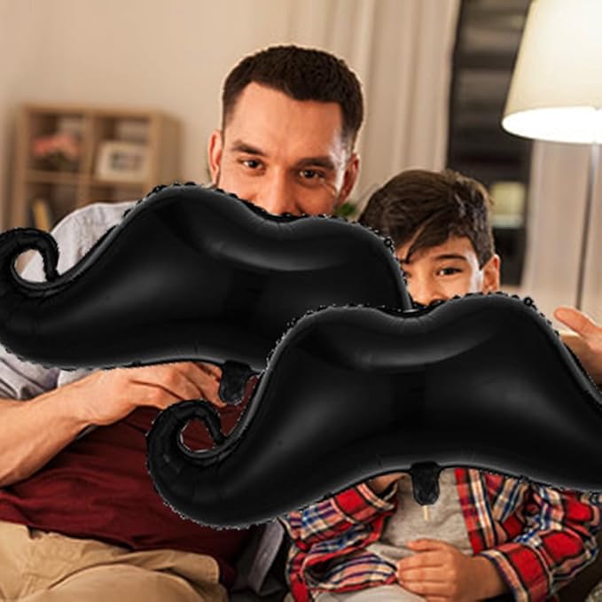 Beard Balloons Father's Day Balloons Big Black Beard Foil Balloon for Father's Day Party Decorations Fathers Day Decor Supplies Ballons Arch Kits Party Balloon Sets 3pcs