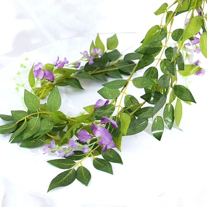 5 Pcs Purple Wisteria Garland Artificial Flower Arch Floral Garland Decor Fake Hanging Flowers for Wedding Arch
