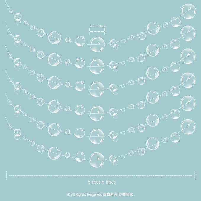 Decor365 Under the Sea Party Decorations White Bubble Garlands Little Mermaid Birthday Decorations Bday Hanging Streamer Beach Banner Decor Underwater Backdrop Kids Ocean Party Supplies