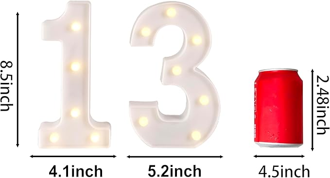 13th Birthday Decorations for Girls Boys,13th Birthday Party Decorations for Centerpieces Table,Light Up Numbers 13 Sign for Party Backdrop Wall Decor for 13 Wedding Anniversary Decoration