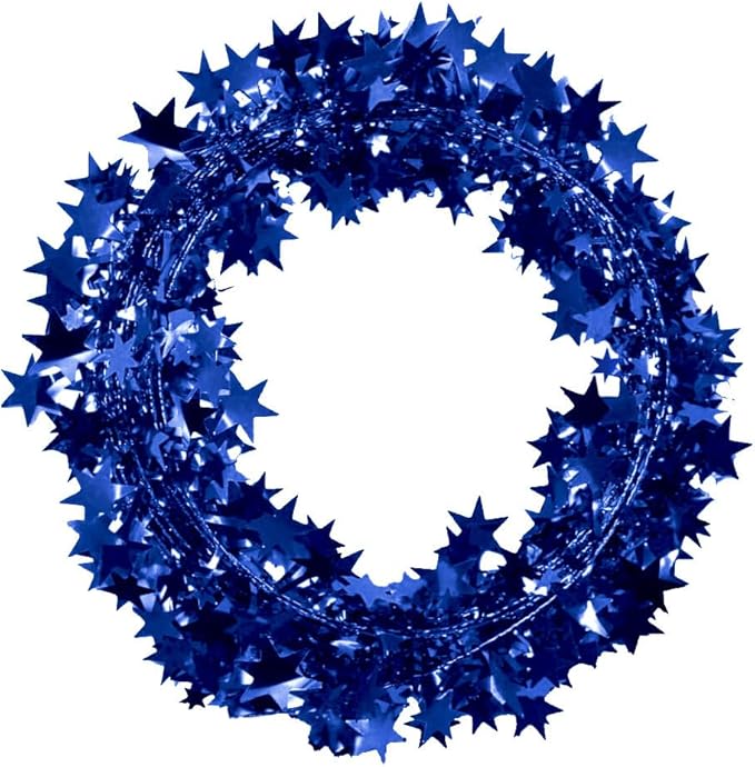 PMU 25 Ft Star Wire Shiny Garland Royal Blue - Halloween, Christmas Party, Wedding, Birthday, Festive Home Decoration Ornament Royal Blue