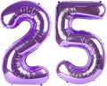 40 Inch Numbers 25 Balloon, Happy 25th Birthday Decorations for Women, Purple Foil Large Ballon for 2 5 25 52 Birthday Party Wedding Anniversary Supplies