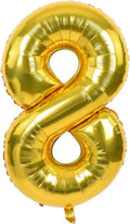 TONIFUL 40 Inch Gold Large Numbers 0-9,Number 8 Digital Helium Balloons,Foil Mylar Big Number Balloons for 2026 Graduation New Year Eve Birthday Party Supplies Decorations