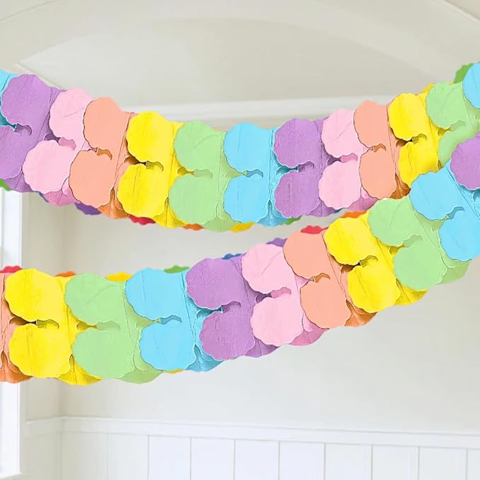 Delightful Multicolor Paper Pastel Garland - 12 ft (1 Pc.) - Vibrant, Premium Quality & Reusable Decoration - Great for Parties & Events
