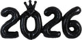 TONIFUL 2026 Black Crown Foil Number Balloons 16 Inch Black Number Banner 2026 Graduation Aluminum Foil Mylar Balloons for New Year Eve Christmas Anniversary Party Supplies
