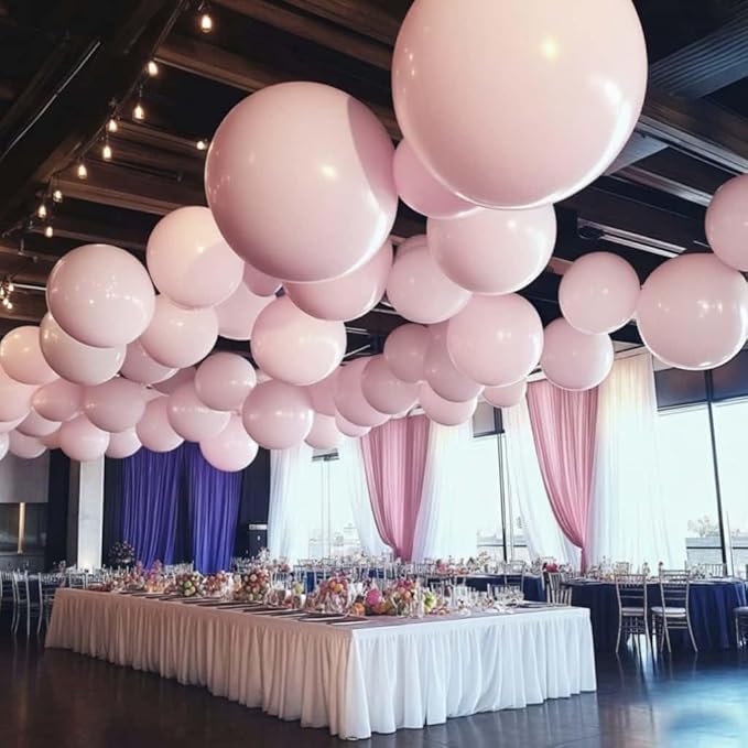 50 Pcs Light Pink Balloons Kit 18 24 36 Multi Sizes Macaron Pink Giant Balloon, Use for Pool Party Birthdays, Weddings, Events Party Decoration Supplies