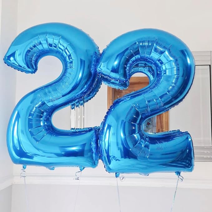 Blue 4 Balloon Number,40 Inch Number 4 Balloon Big Blue 4 Foil Mylar Helium Balloon for Birthday Party Decorations