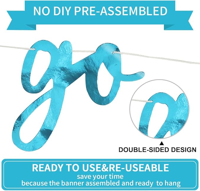 BEISHIDA Go Shawty It's Your Birthday Banner NO DIY Hip Hop Theme Happy Birthday Banner Pre-Strung Rap Theme Happy Birthday Sign for Man Women birthday Party Supply Double-Sided Bright Lake Blue