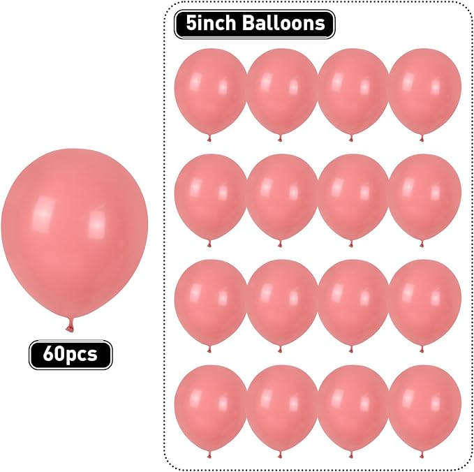 Dusty Pink Balloons 60pcs 5inch Small Matte for Balloon Garland Arch - Round Mini Retro Latex for Birthday Party Decoration DIY Wedding Bride