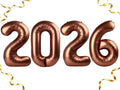 Coffee Brown 2026 Number Balloon, 40 Inch 2026 Balloons, New Years Eve Decorations, Coffee Brown Balloons Graduation Balloons, Mylar Balloon Party Supplies 2026