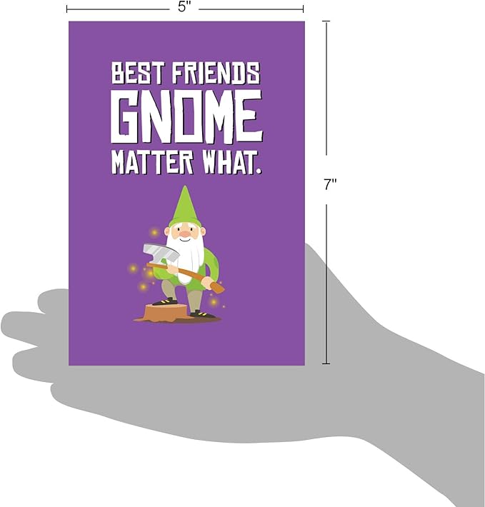 The Best Card Company Funny Birthday Greeting Card w/ 5 x 7 Envelope for Men and Women (1 Card) Friendly Garden Gnomes Besties C6441HBDG