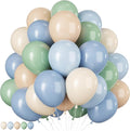 Sage Green Dusty Blue Balloons, 12 Inch Retro Slate Light Blue Olive Green White Sand Beige Nude Eucalyptus Latex Balloon for Boho Rabbit Birthday Wedding Toy Baby Shower Woodland Party Decor