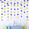 Blue Gold Shining Star Hanging Garland Blue Gold Hanging Sparkling Star Streamer Glitter Bunting Banner Twinkle Backdrop for Wedding Baby Shower Birthday Christmas Decorations 40 Feet