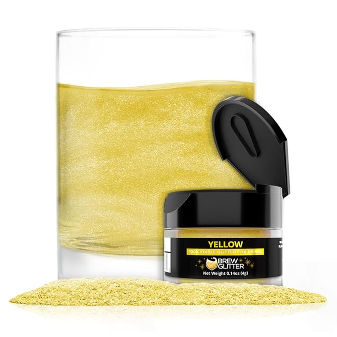 Brew Glitter Edible Glitter for Drinks, Cocktails, Beer, Garnish & Beverages (Yellow, 4 Grams)