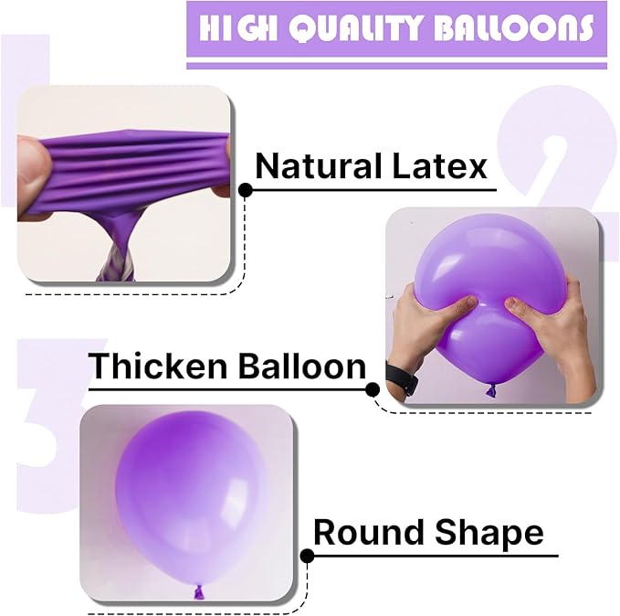 PartyWoo Purple Balloons 50pcs 12 Inch Purple Latex Balloons for Birthday Baby Shower Anniversary Engagement Wedding Princess Bachelorette Bridal Shower Butterfly Party Decorations Purple-Y15