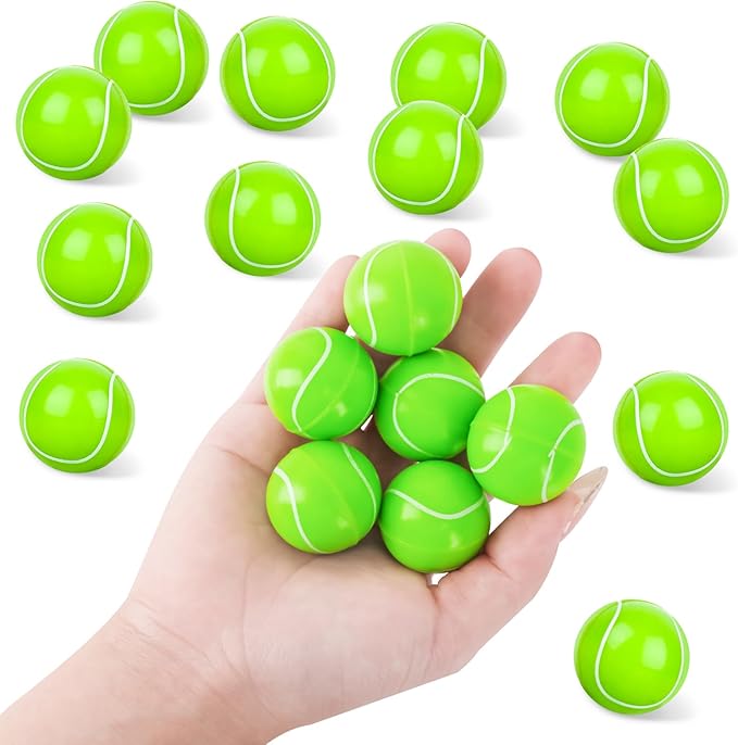 24 Pcs Tennis Bouncy Balls for Kids, 32mm Rubber Bounce Sport Balls Bulk for Party Favors, Goodie Bag Fillers, Easter Gift Bag Stuffers, Basket Stuffers, Classroom Prizes, Carnival Party Supplies