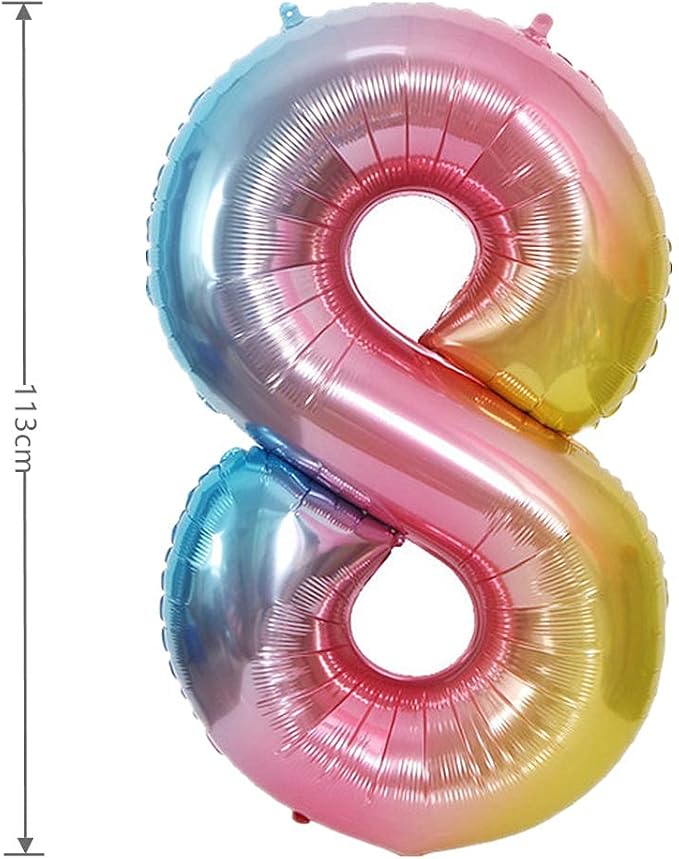 YPSelected 40 Inch Gradient Color Large Foil Helium Number Balloon Birthday Wedding Party 0-9 (Rainbow, 8)