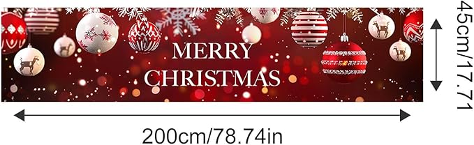 Merry Christmas Banner Christmas Backdrop 78 X 17 Inch Christmas Banner Decorations Christmas Ornament Outdoor Banner For Holiday Decorations Fence Cover Yard Sign Background Photography