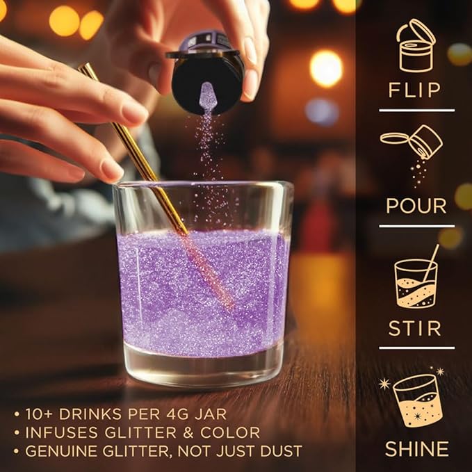 Brew Glitter Edible Glitter for Drinks, Cocktails, Beer, Garnish & Beverages (Light Purple, 4 Grams)