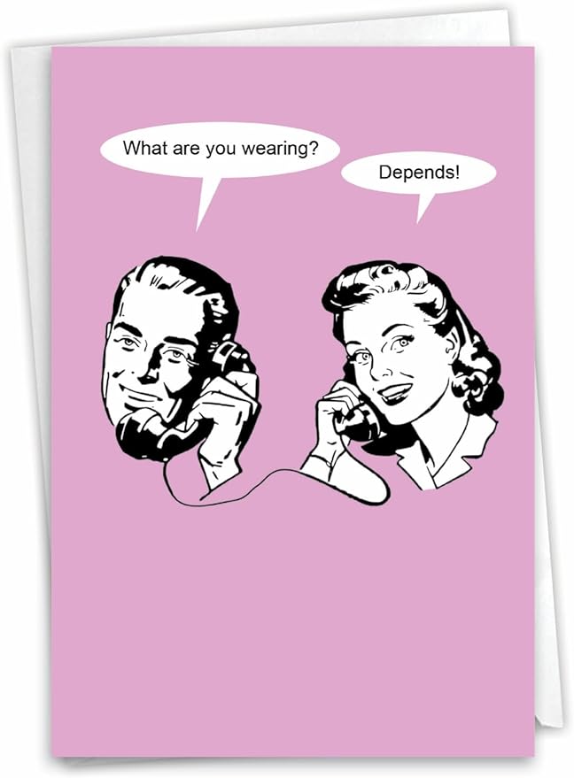 NobleWorks - 1 Hilarious Happy Birthday Card - Funny Retro Spouse Humor, Celebrate Birthdays - It Depends C3295BDG