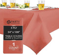 PARTY BARGAINS Disposable Table Covers, 54 x 108 Inch, Red, 3-Ply Paper & Plastic Spill-Resistant Party Tablecloths, 1 Pack