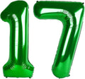 Green Number 17 Birthday Balloon 40 Inch, Digital Balloons for 17 Party Celebration Decorations Supplies, Mylar Foil Numbers Balloon for 17 Wedding Anniversary