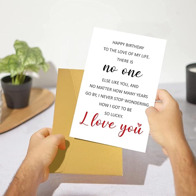 Romantic Birthday Card for Husband Wife Boyfriend Girlfriend Partner, Cute Birthday Love You Cards, Happy Birthday To The Love Of My Life