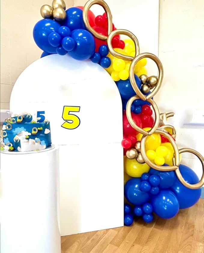 161Pcs Cartoon Balloon Garland Arch Kit - Balloons with 4D Star Gold Long Balloons for Birthday Baby Shower Cartoon Carnival Circus Hedgehog Super Hero Gamer Theme Backdrop Party Decorations