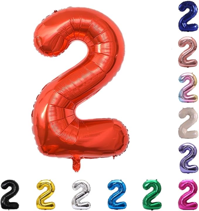 YPSelected 32 Inch Large Foil Helium Number Balloon Birthday Wedding Party 0-9 (Red, 2)