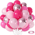 Pink Balloons Metallic Hot Pink Balloon,60Pcs 12Inch Chrome Light Pearl Pink Balloons for Princess Girl Birthday Gender Reveal Bridal Shower Valentine's Day Party Decorations