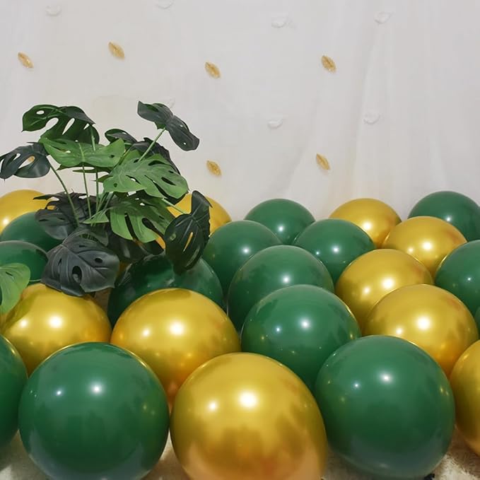 200 Pcs Green and Gold Balloons 5 Inch Latex Dark Green Metallic Gold Bulk Small Balloon Arch Garland Kit for Birthday Wedding Bridal Baby Shower Supplies Graduation Party Decorations