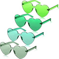 TOODOO 4 Pack Heart Shaped Sunglasses Rimless Candy Color Eyewear Galentine Valentines Accessories