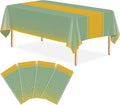 4 Pack Sage Green and Gold Tablecloth Party Decorations Plastic Sage Green Tablecloth Printed Gold Table Runner 54 x108 Inch Disposable Rectangle Table Cover for Birthday Wedding Graduation