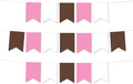 Andaz Press Hanging Pennant Banner with String, Pink, White, Brown, 1-Set, 24 Pennants, Approx. 12-Feet Long, Girl Monkey Baby Shower Theme Birthday Supplies