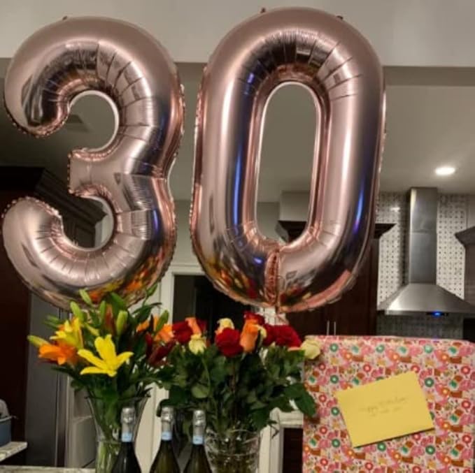 40 Inch Rose Gold Number Balloon 0, Large Number Foil Mylar Balloons for Birthday Party Celebration Decorations Supplies, Digital Balloons for Wedding Anniversary Events Decorations