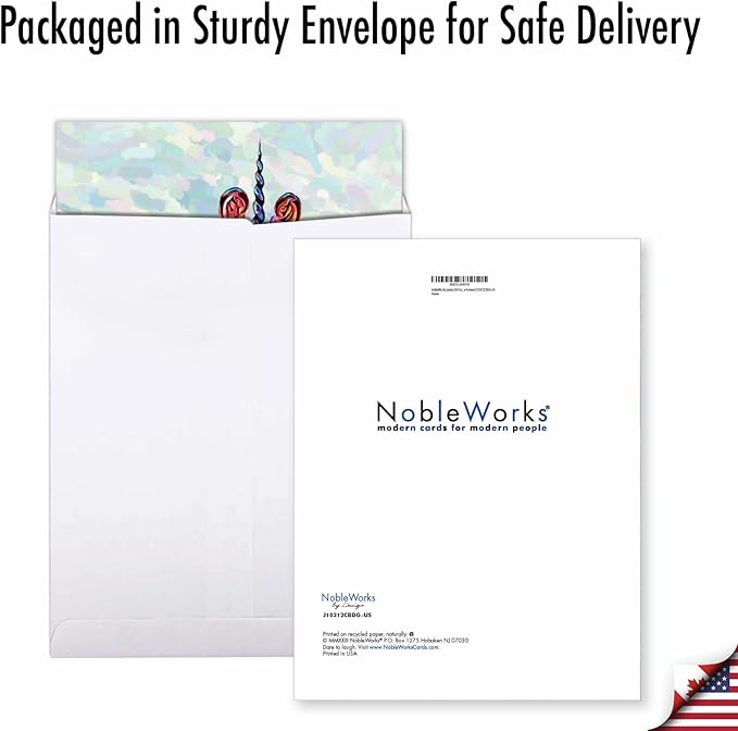 NobleWorks Jumbo Birthday Greeting Card From Us 8.5 x 11 Inch with Envelope (1 Pack) Oversize Jumbo Bday Zebra-corns-Forward J10312CBDG-US