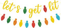 JOZON Gold Glittery Let's Get Lit Banner and and Colorful Glittery Christmas Lightbulb Themed Banner Christmas Garland Signs Christmas Holiday Party Supplies for Mantle Fireplace Wall