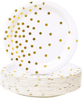 White and Gold Party Supplies, Gold Dot Paper Dessert Plates (50-Count)