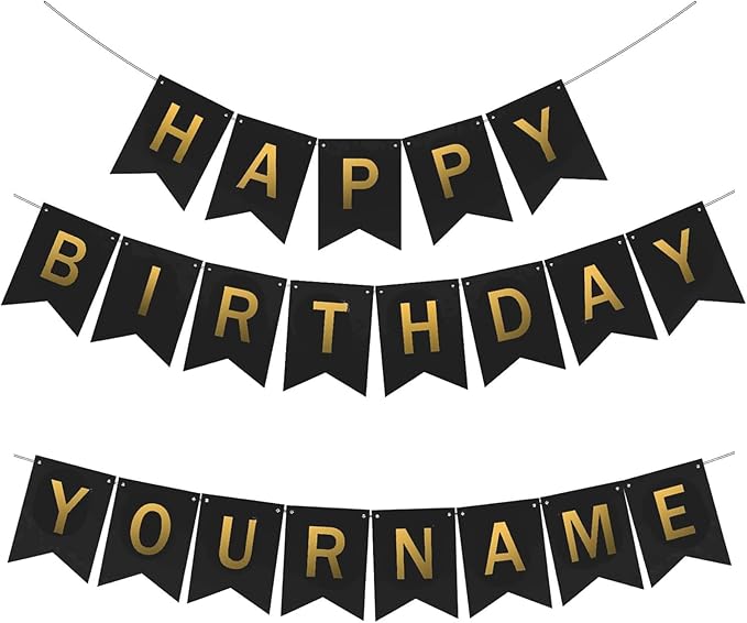 24pcs Blank DIY Black Banner Set, Personalized Banner Party Decorations Supplies Custom Signs, Customize Handwriting Banners for Birthday, Wedding, Baby Shower and Graduation Party Decorations