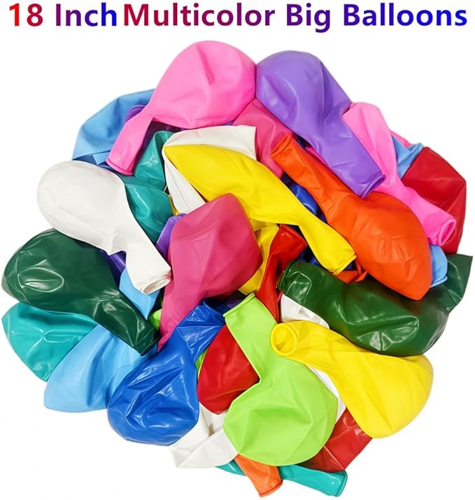 58 Pack Rainbow Balloons 18 Inch Assorted Colors Latex Multicolor Balloon 12 Kinds Colorful Large Balloons for Birthday Wedding Baby Shower Anniversaries Store Party Decorations