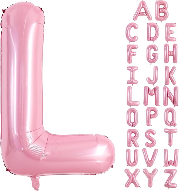 TONIFUL 40 Inch Large Pink Letter L Balloons Giant Foil Mylar Alphabet Balloon for Birthday Party Anniversary Baby Shower Wedding Supplies Decorations