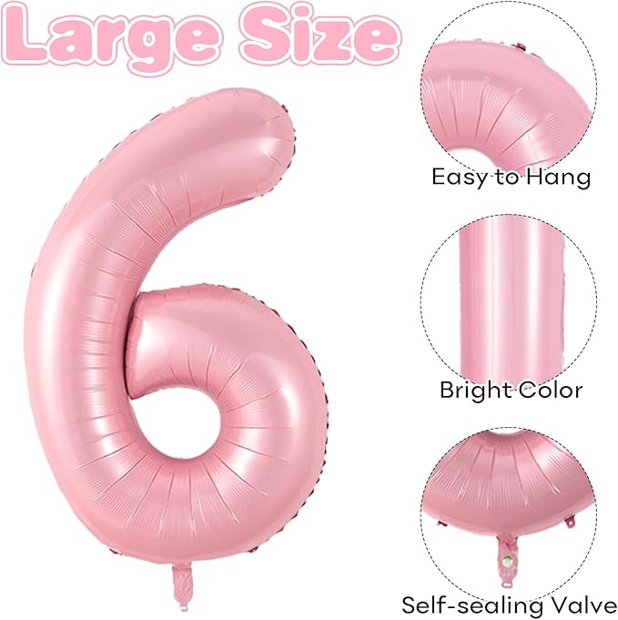 Pink 16 Balloon Number 40 Inch, Large Light Pink Number 16 Balloons, Macaron 16 Balloons Foil Helium 16 Birthday Balloons for Girls Women 16th or 61st Year Old Birthday Party Decorations Anniversary