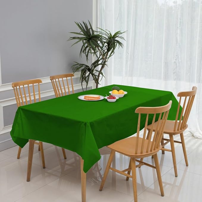 3 Pack Green Disposable Tablecloth, 54" x 108" Plastic Table Covers, Decorative Rectangle Tablecloth for Parties, Events, Wedding, Inddors & Outdoors