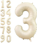 Number 3 Balloon Beige,40 Inch Large Cream Foil 3 Helium Balloons for Boys Girls Birthday Anniversary Decorations