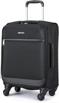 Amazon Basics 18" Medium Carry-On Softside Expandable Suitcase with 360-Degree Spinner Wheels, Telescoping Handle, Zippered Pocket and Straps, Black