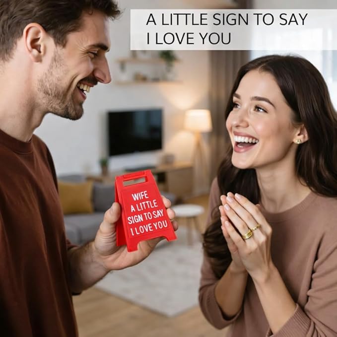 Gift for Aniversary, “Wife, A Little Sign to Say I Love You” – Cute Valentine’s Day Gift, Anniversary Present, Birthday Gift for Wife, Romantic Desk Decor, Novelty Love Sign