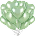 TONIFUL 30Pcs 18 Inch Olive Green Heart Balloons Sage Green Heart Shape Foil Mylar Balloons Decoration for Birthday Valentine's Day Wedding Bridal Shower Anniversary Engagement Party Supplies
