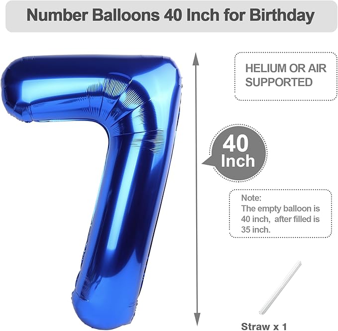 17 Number Balloons, Dark Blue Balloons for Man Woman 17th Birthday Decoration, Foil Number Ballon for 17, 71 Anniversary, Bridal Shower, Graduation, Halloween, Christmas, New Year