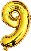 Glanzzeit 16 Inch Gold Balloons Decor Letters A to Z Numbers 0 to 9 for Wedding Prom Birthday Party (Number 9)